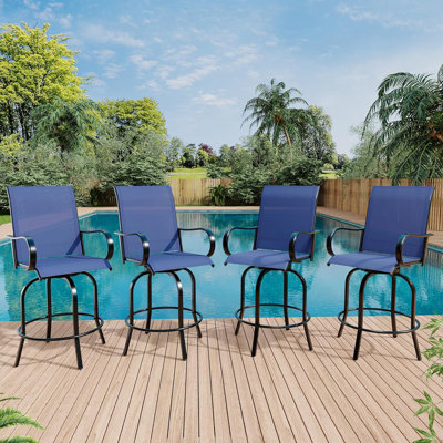 Outdoor Swivel Patio Swivel Bar Stools Chair, All Weather High Back And Armrest Patio Chairs For Deck Lawn Garden Backyard by Lark Manor