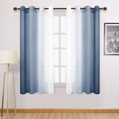 2 panneaux de rideaux transparents ombrés - rideaux en faux voile de chambre et de salon