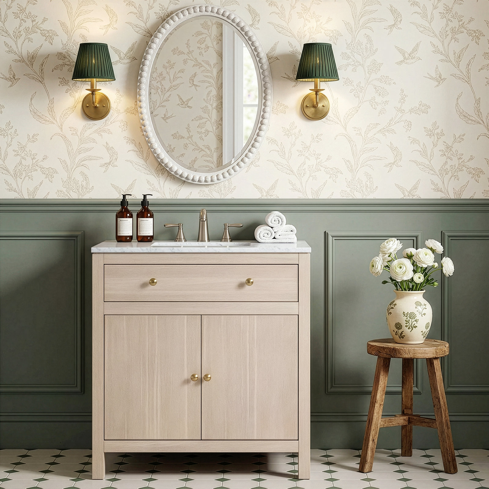 Celine 32" Carrara Marble Single Bathroom Vanity, Antique Taupe