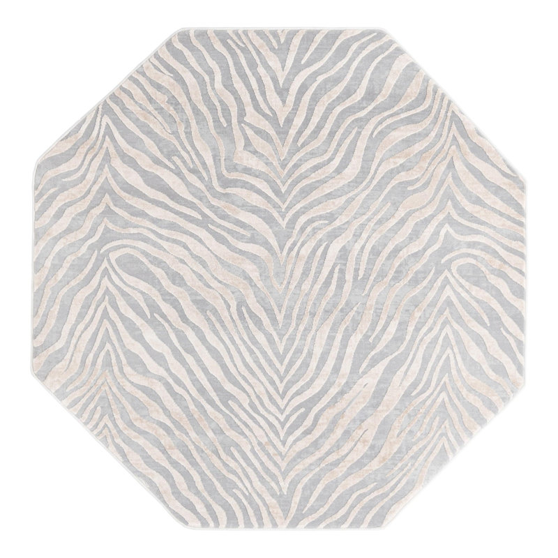 Tatte Animal Print Indoor Rug, Octagon 5'3" x 5'3"