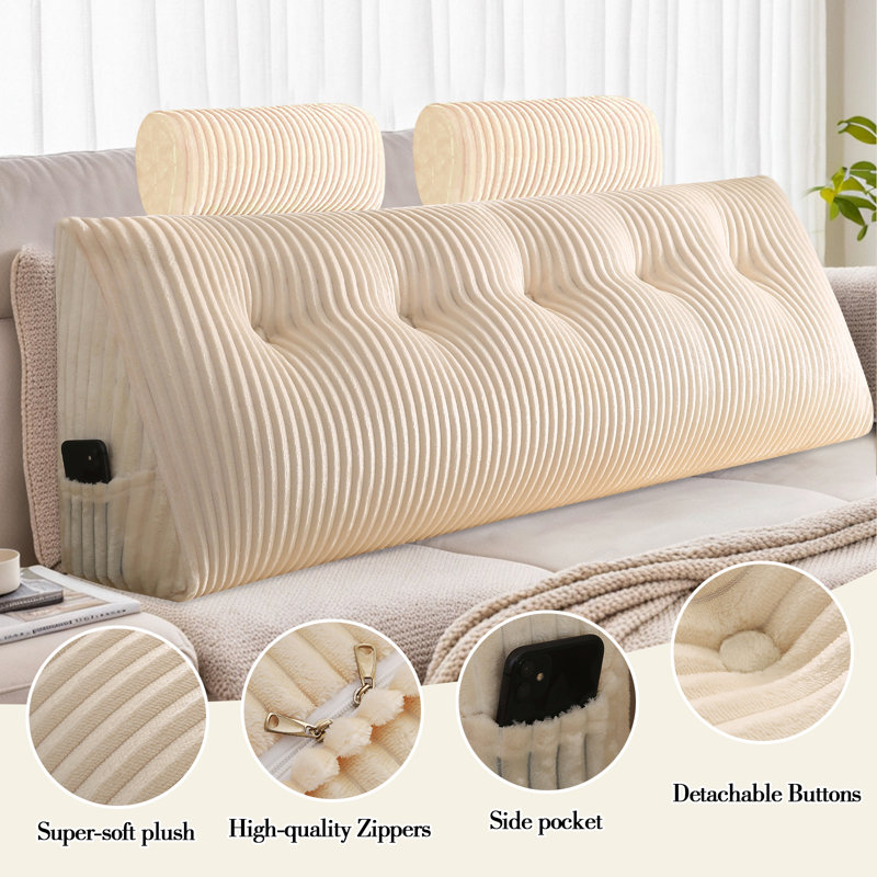 ELEOPTION Magic Velvet Backrest Pillow,Headboard Wedge Pillow