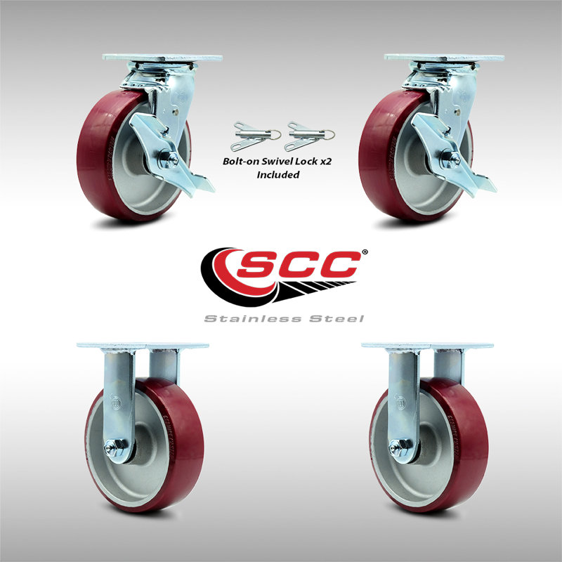 4 Piece Poly on Aluminum Caster Set