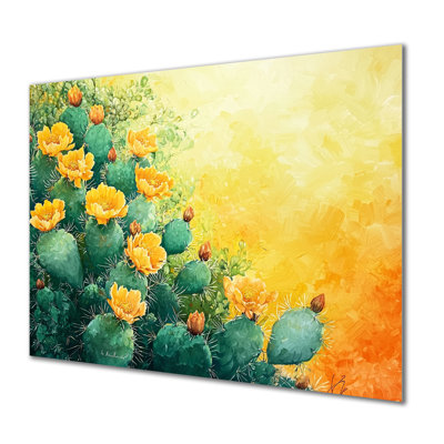 Modern Cactus Field In Texas - Floral Metal Wall Art Decor, Floral Cactus Metal Print