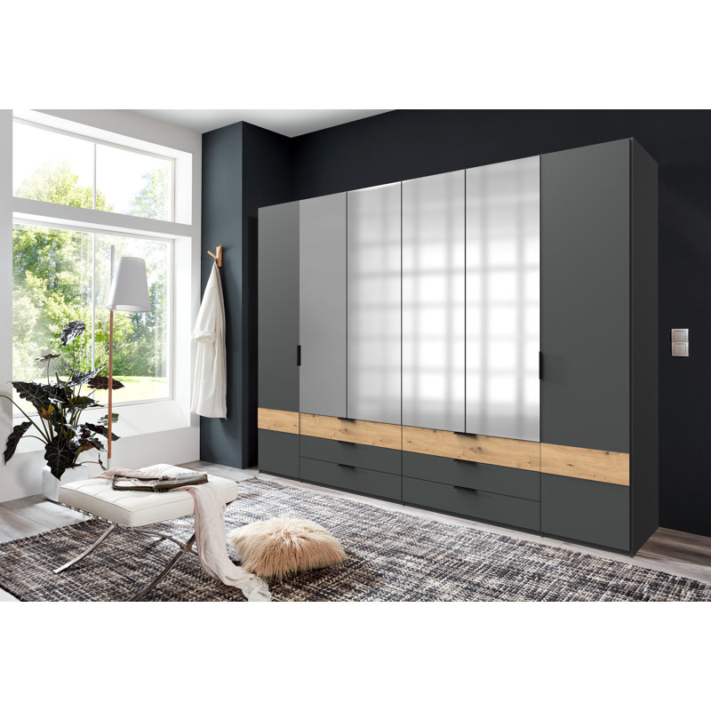 Nichlous 6 Door Manufactured Wood Wardrobe, Artisan Oak/Graphite