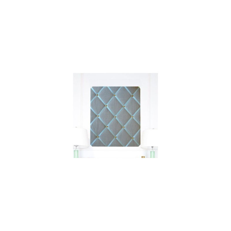 Fabric Covered, Duck Egg Blue/Gold, 48cm H x 28cm W