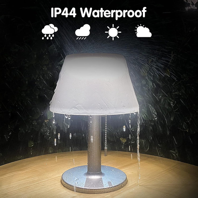11.02'' Solar Table Lamp Outdoor Indoor - 3 Lighting Modes, Eye-Caring LED Waterproof Cordless Solar Desk Lamp With Pull Chain