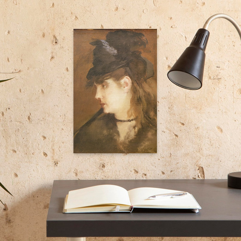 Berthe Morisot au chapeau noir, portrait abstrait contemporain impressionniste, estampe murale, H 18 po x l 12 po