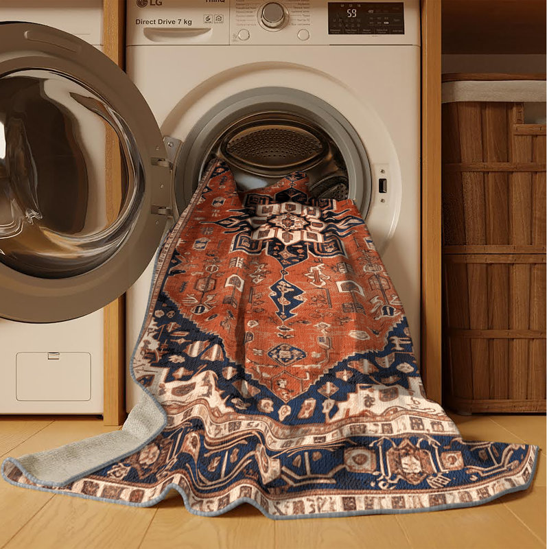 Machine Washable Persian Brown Area Rug, Square 6'