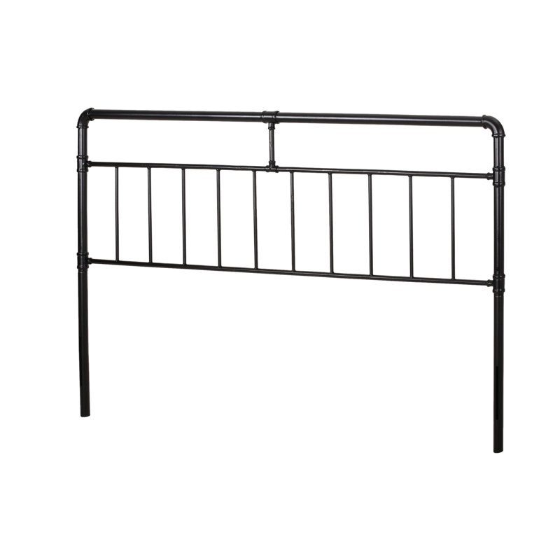 Tête de lit très grand avec style industriel, structure en fer, accents passepoilés, finition noire plate, lit de 75,43 po de profondeur avec design de tube, couleur, largeur 2,03 po