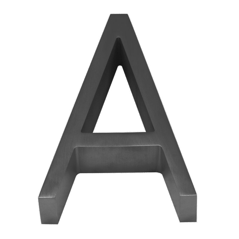 5" Floating Mount House Letter, A, Satin Stainless Steel