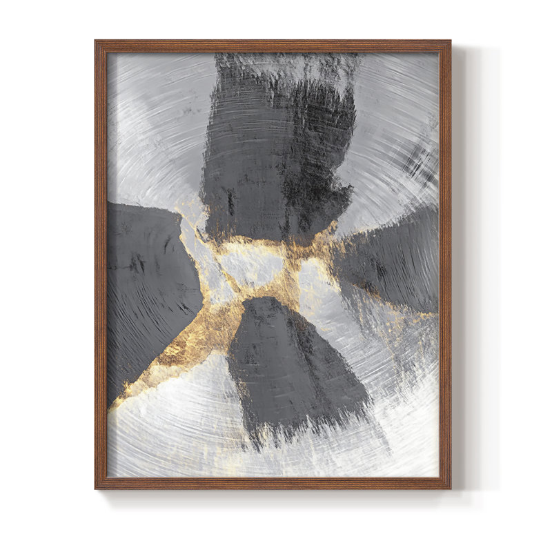 Abstrait, imprimé encadré - prêt à accrocher -, Brun, H 20 po x l 16 po