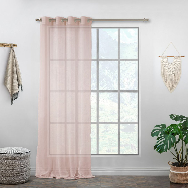 Panneau simple extra long et extra large en faux lin, Rose, L 52 po x L 95 po