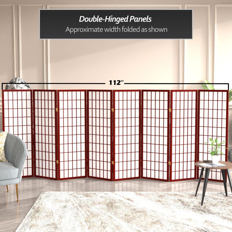 Écran court Shoji 50,75 "Alex, Palissandre, 8 panneaux