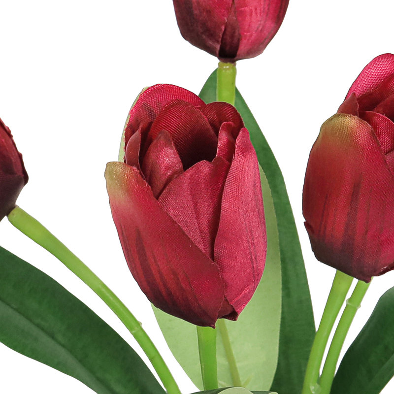 Bouquet de tiges de tulipes artificielles, Rouge bourgogne