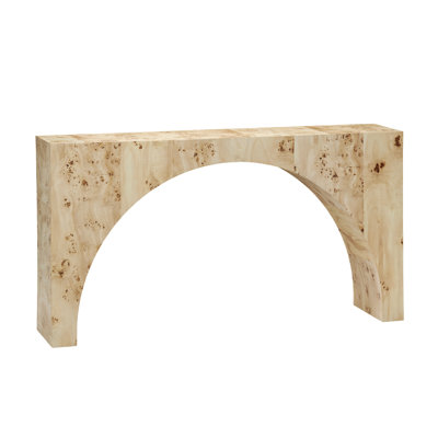 60" Tan And Cream Mappa Burl Console_Sofa Table