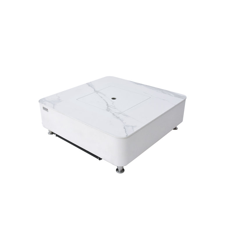Square Stone Smokeless Outdoor Fireplace, 36.6cm H x 106.9cm W x 106.9cm D, Natural Gas, Bianco White