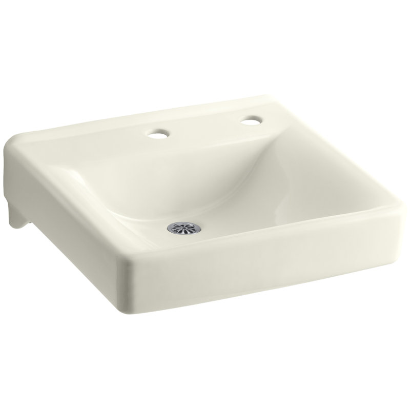 Soho Ceramic 20" Wall Mount Bathroom Sink, Biscuit, Single