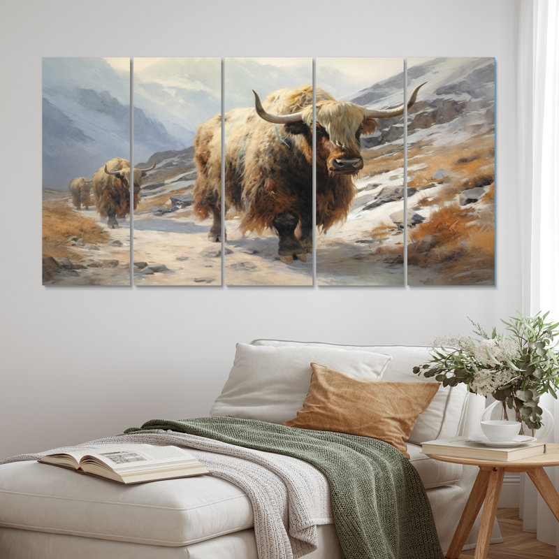 Wild Yak I - décoration murale animaux - 5 panneaux égaux