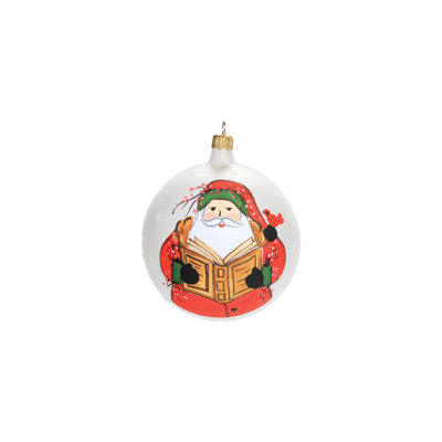Old St. Nick 4'' Handmade Glass Santa Claus Ball Ornament