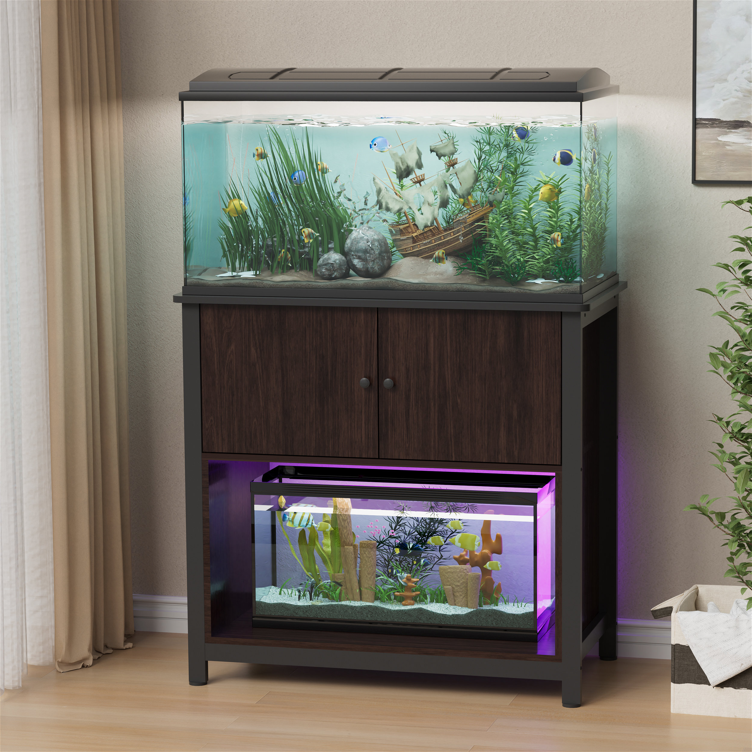 Aquatic Fundamentals 55 Gallon Serene Cherry Upright Aquarium Stand – Fish  Tank USA