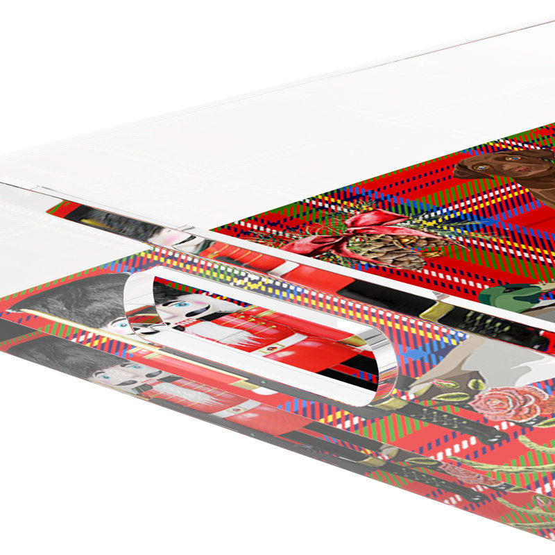Ultimate Christmas Plaid Acrylic Rectangle Decorative Tray, Red/Green Plaid, 17"W x 10.5"D x 2"H