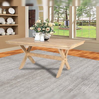 Table de salle à manger traditionnelle / campagnarde / moderne à finition naturelle gris Rowan 72 po x 38 po x 30 po