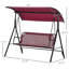 3 Patio Swing With And Canopy - Outdoor Comfort Red Chair For 3 Ideal Backyard Patio, Garden, Poolside