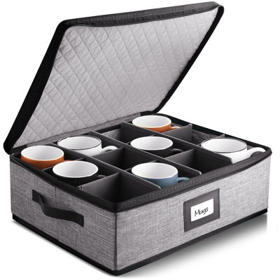 Hard Shell Mugs Storage Box with Dividers