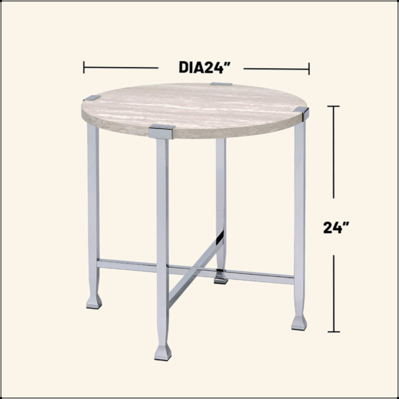 Table de bout ronde avec support en forme de X