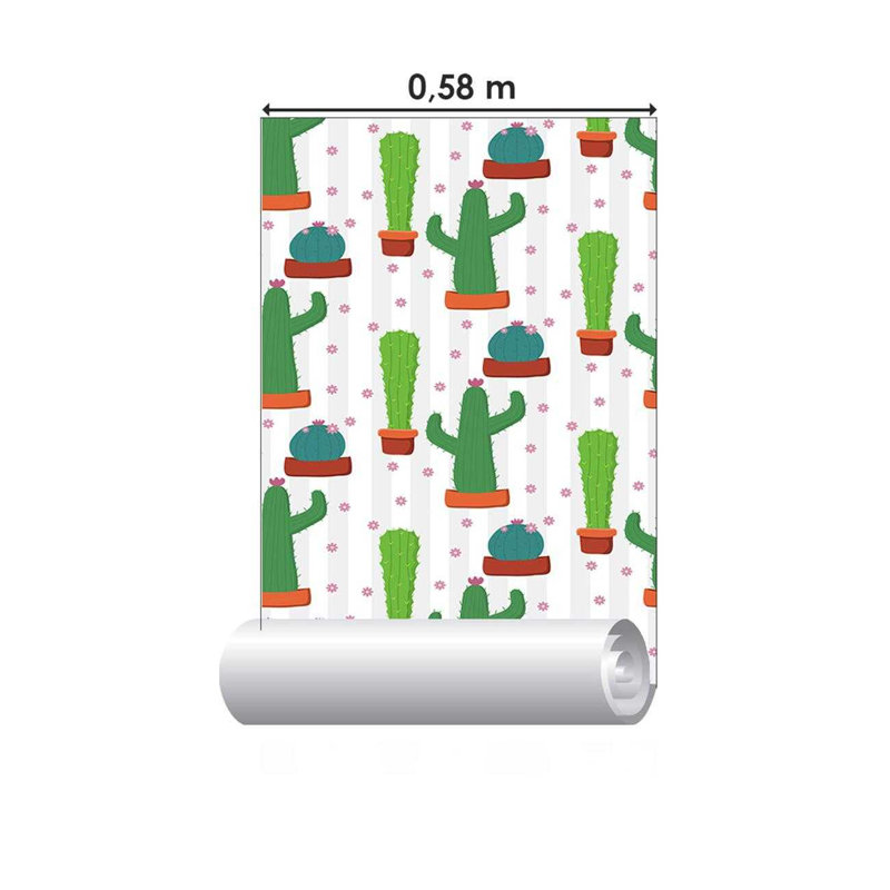 Rouleau de papier peint adhésif Sylvie, Blanc / Vert, L 126 po x l 24 po