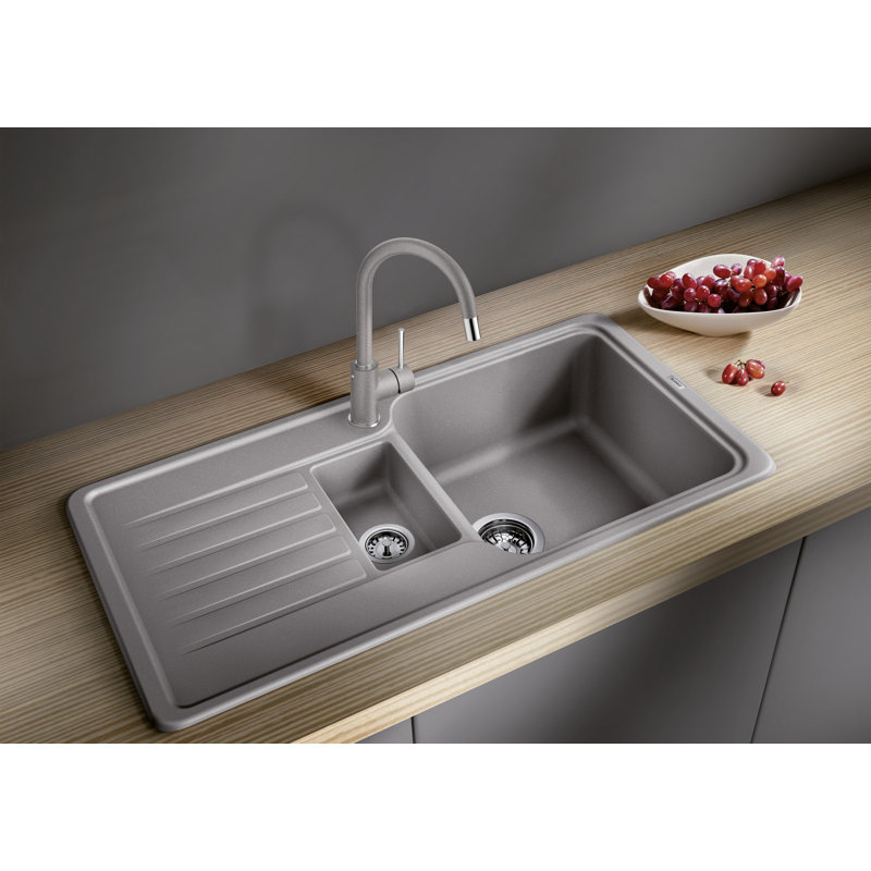 Favos 1.5 Bowl Inset Kitchen Sink, Alumetallic