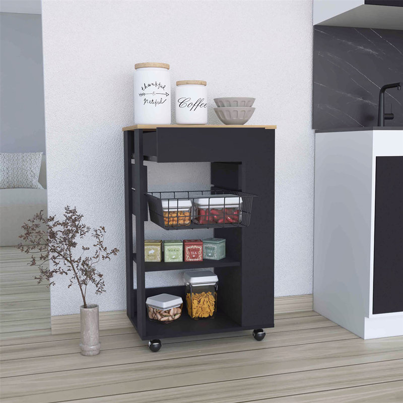 Chariot de cuisine polyvalent avec plusieurs options de rangement pour une organisation améliorée, Black
