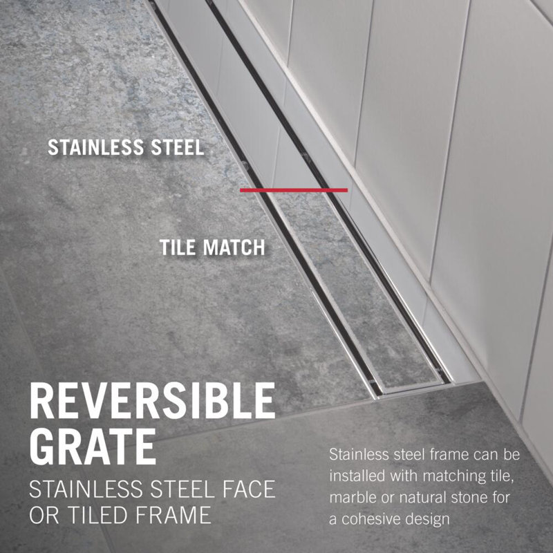 24" Reversible Linear Shower Drain Trim, Polished Nickel