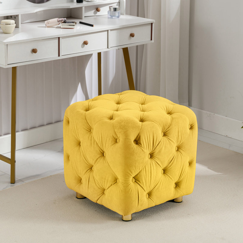 Banc rembourré en velours Asharie, Jaune