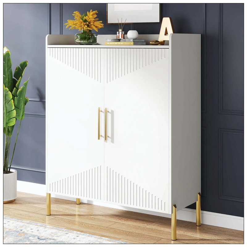 Armoire de rangement pour chaussures à 6 niveaux avec portes en bois