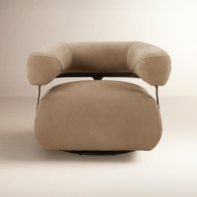Lize Genuine Leather Swivel Barrel Chair