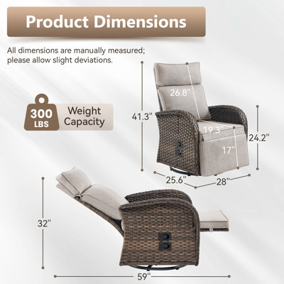 Fauteuil inclinable pivotant en osier PE
