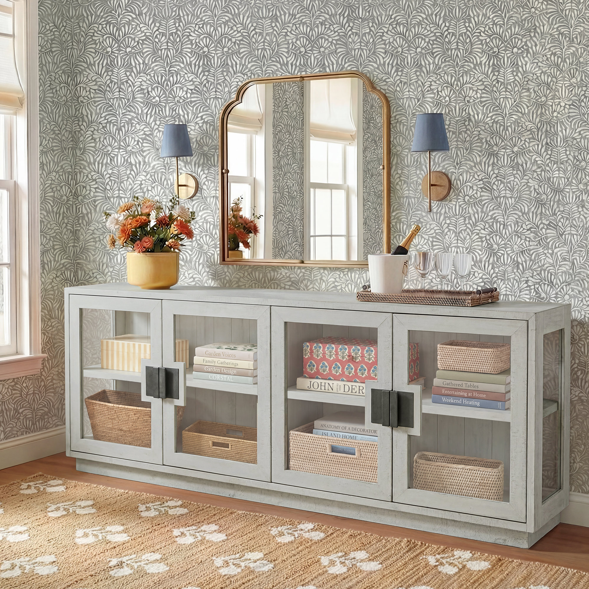 Daniella 90" Sideboard, White Wash