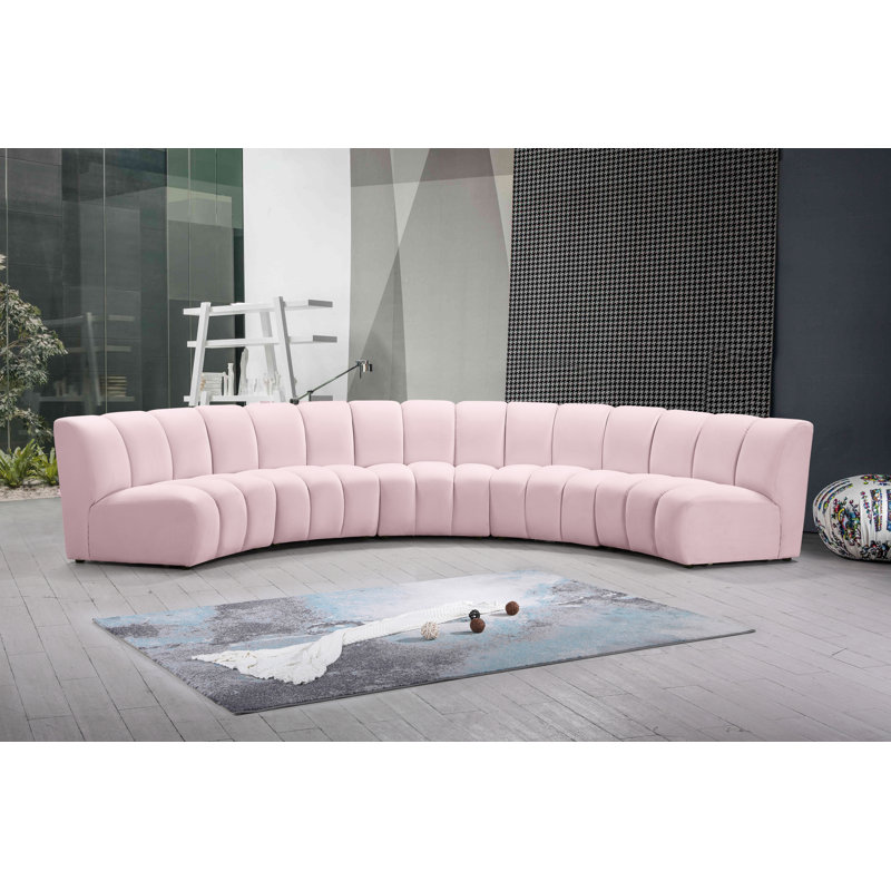 Canapé modulaire en velours Infinity, 5 pièces, Velours rose