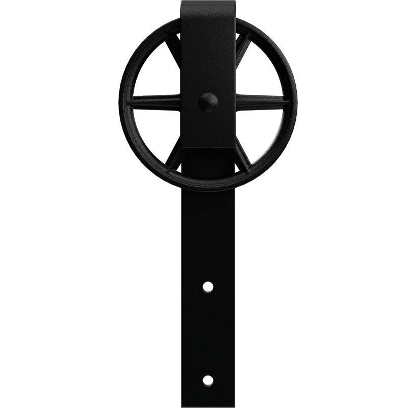 Premium Wagon Wheel Roller Hanger Steel Single Door Barn Door Hardware Kit Standard Single, Matte Black