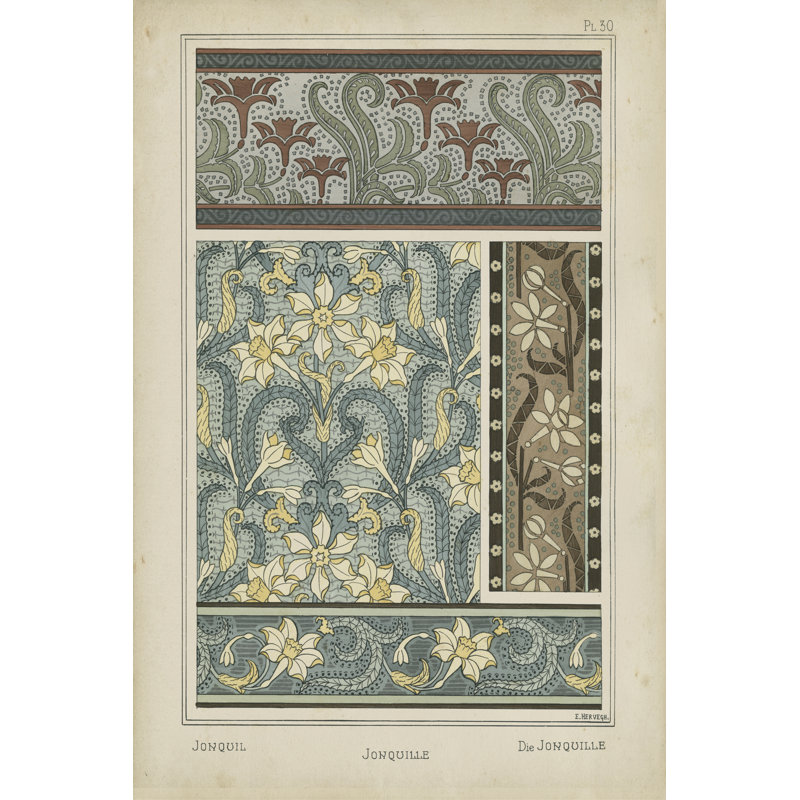 Nouveau Floral Design VI by Vision Studio - Wrapped Canvas Print, 46cm H x 30cm W