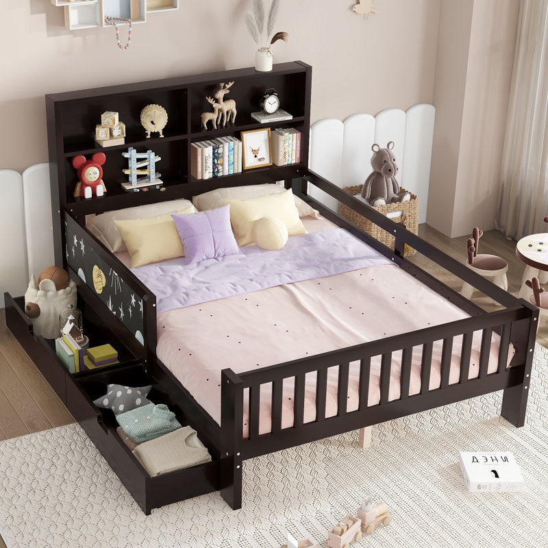 Platform Bed With Chalkboard, Full, Espresso