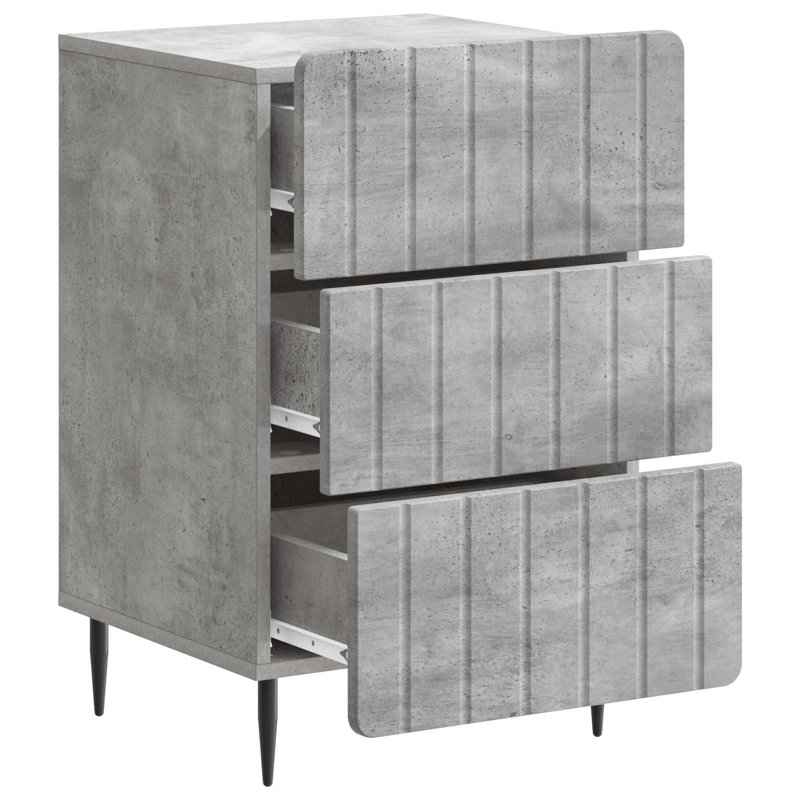 43cm W Manufactured Wood Bedside Table, Concrete Grey
