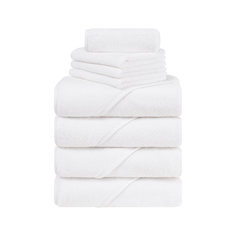 100% Cotton Soft Fluffy Hooded Baby Bath Towel Set 8 Piece, White