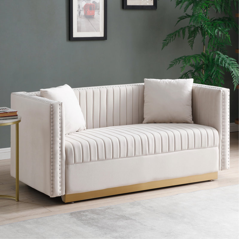 Causeuse intérieure rembourrée avec 2 coussins, Beige