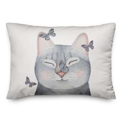 Coussin intérieur / extérieur Chat avec papillons
