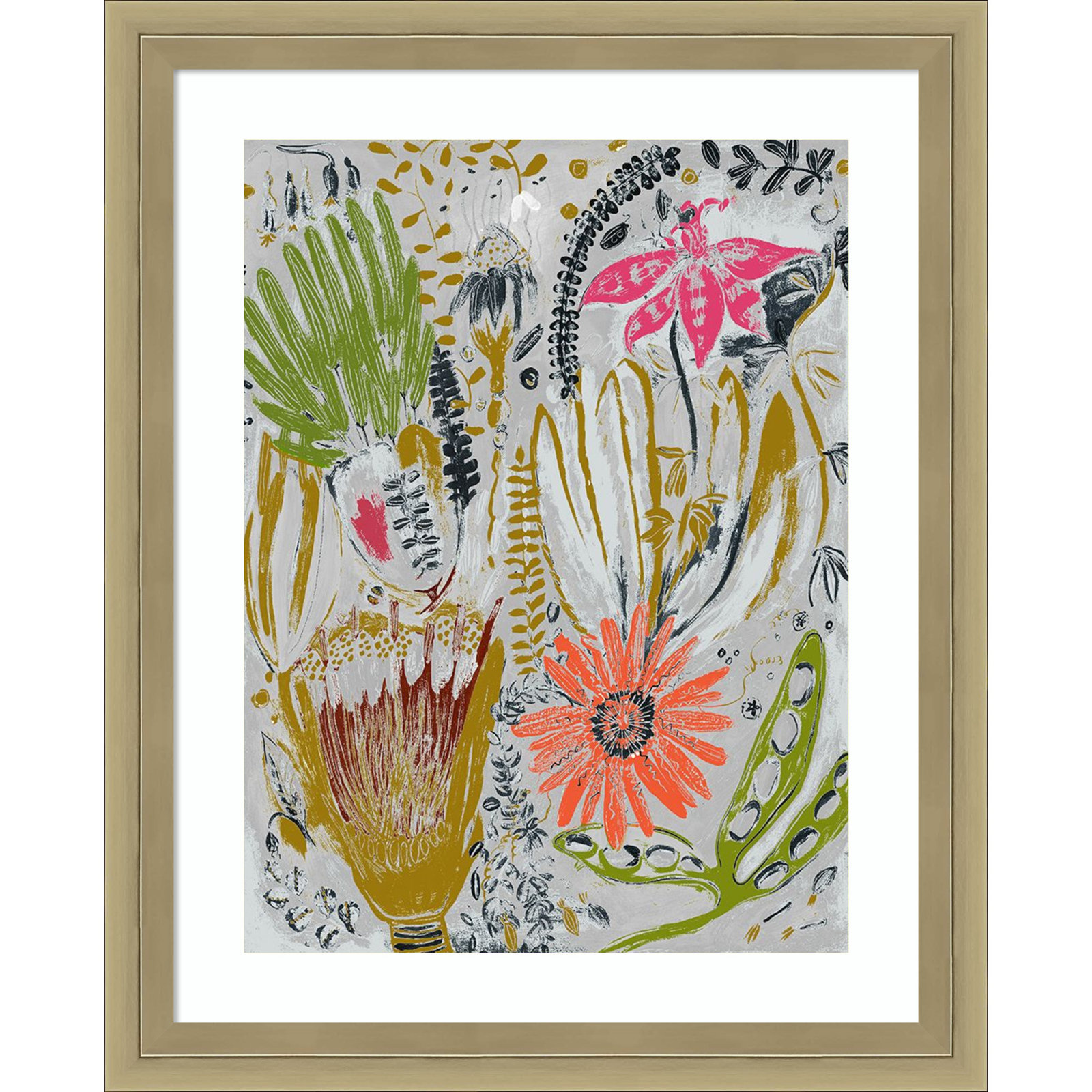 Tropical Blooms by Maya Woods, 11" W x 13" H, Brown