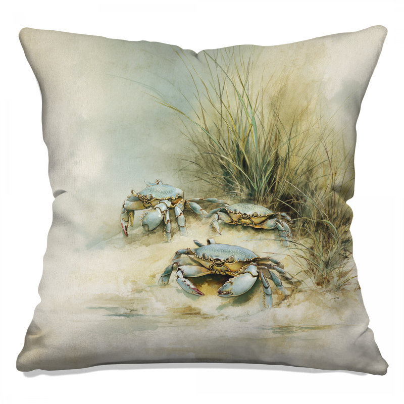 Coussins Crabs On Sandy Beach, 14 X 14 pouces