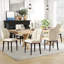 Faux Leather Dining Chairs, Upholstered Wide Backrest High Back Kitchen Chairs-944389571