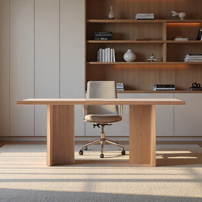 Bureau en bois massif et table de conférence en forme longue